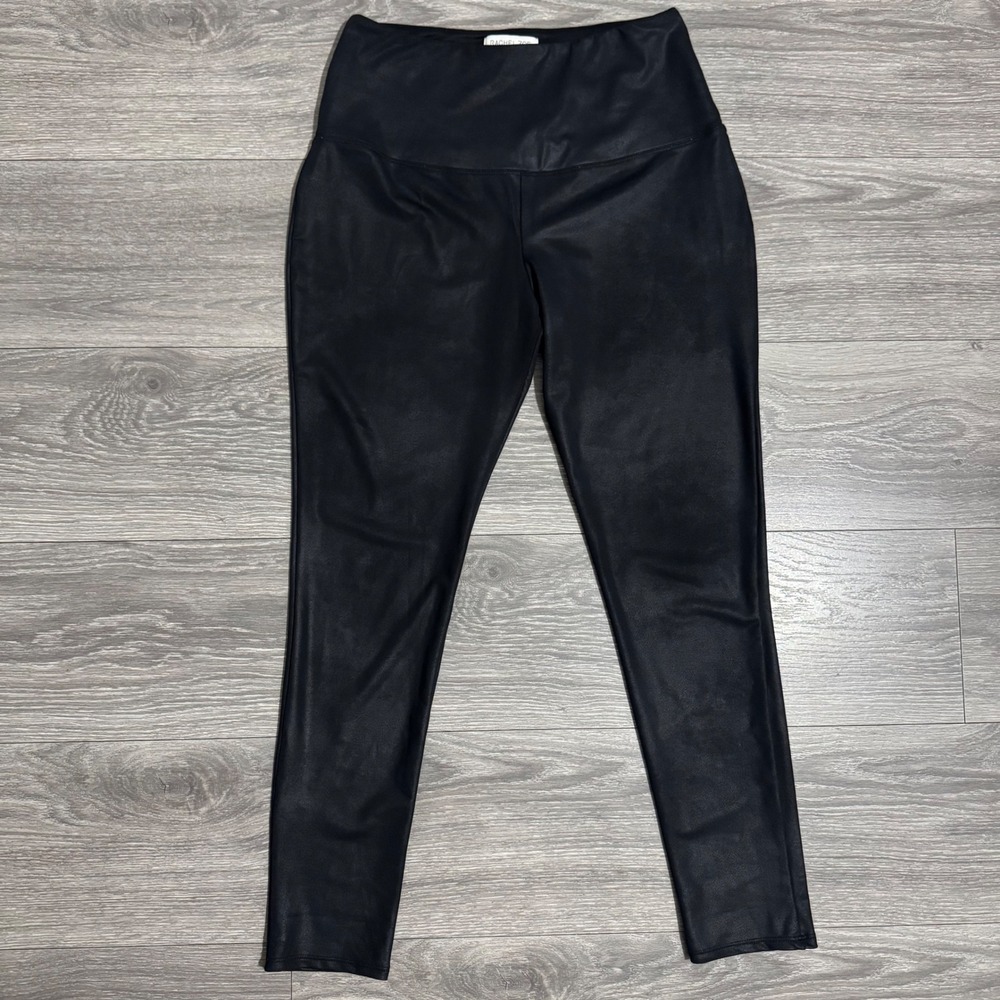Rachel Zoe Black Shinny High Waisted Leggings Womens Size Medium Slim Fit Goth